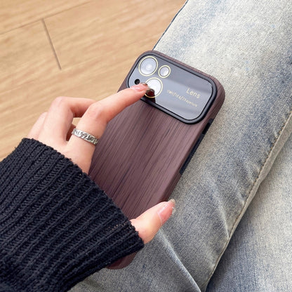 For iPhone XR Wood Grain TPU Phone Case with Lens Film(Red) - More iPhone Cases by buy2fix | Online Shopping UK | buy2fix