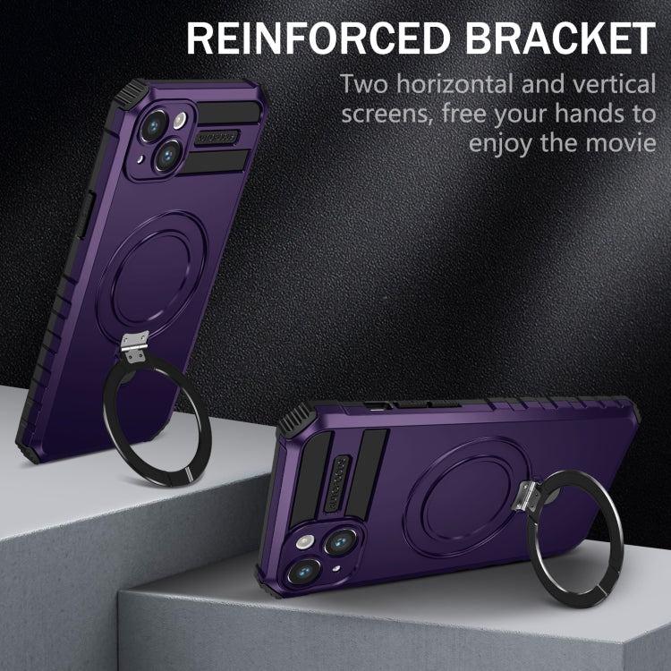 For iPhone 14 Plus MagSafe Magnetic Holder Phone Case(Purple) - iPhone 14 Plus Cases by buy2fix | Online Shopping UK | buy2fix