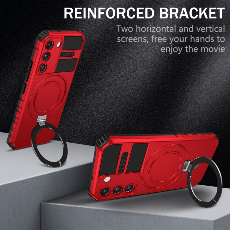 For Samsung Galaxy S22+ 5G MagSafe Magnetic Holder Phone Case(Red) - Galaxy S22+ 5G Cases by buy2fix | Online Shopping UK | buy2fix