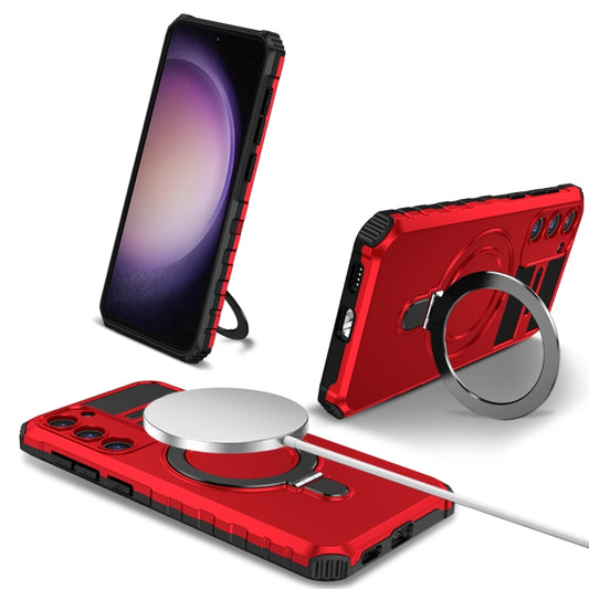 For Samsung Galaxy S23+ 5G MagSafe Magnetic Holder Phone Case(Red) - Galaxy S23+ 5G Cases by buy2fix | Online Shopping UK | buy2fix