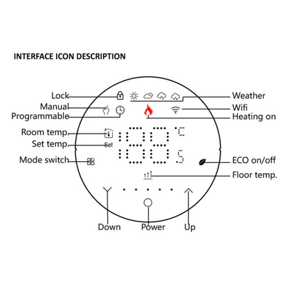 BHT-6001GBLW 95-240V AC 16A Smart Round Thermostat Electric Heating LED Thermostat With WiFi(White) - Thermostat & Thermometer by buy2fix | Online Shopping UK | buy2fix