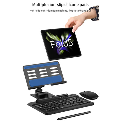 For Samsung Galaxy Z Fold5 GKK Folding Bluetooth Keyboard Holder with Pen + Holder + Keyboard + Mouse(Grey) - Samsung Keyboard by GKK | Online Shopping UK | buy2fix