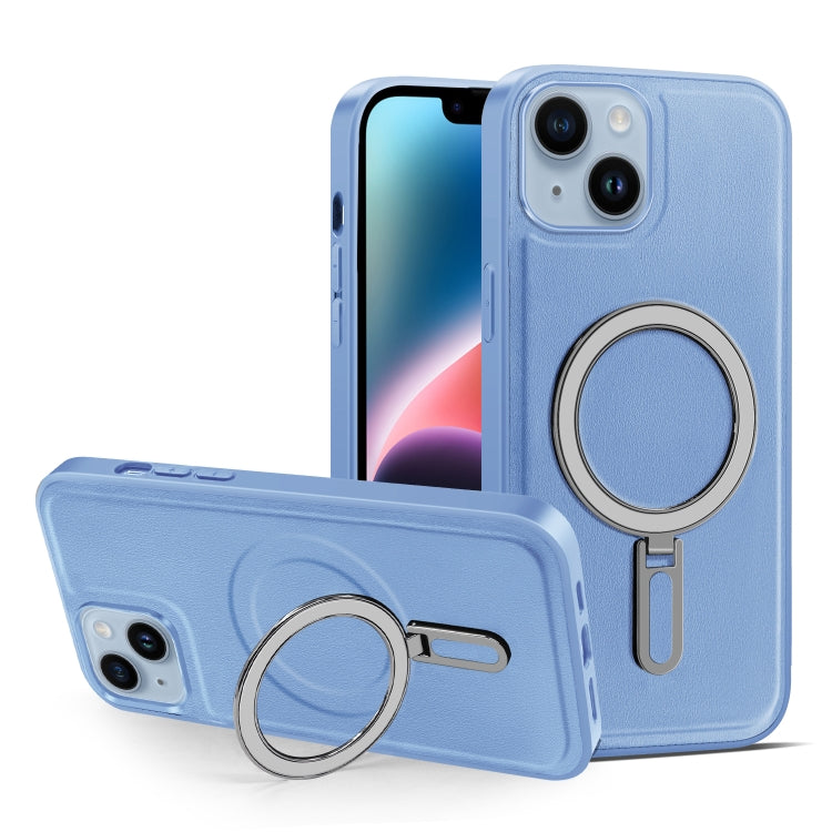 For iPhone 14 MagSafe Magnetic Holder Phone Case(Sierra Blue) - iPhone 14 Cases by buy2fix | Online Shopping UK | buy2fix