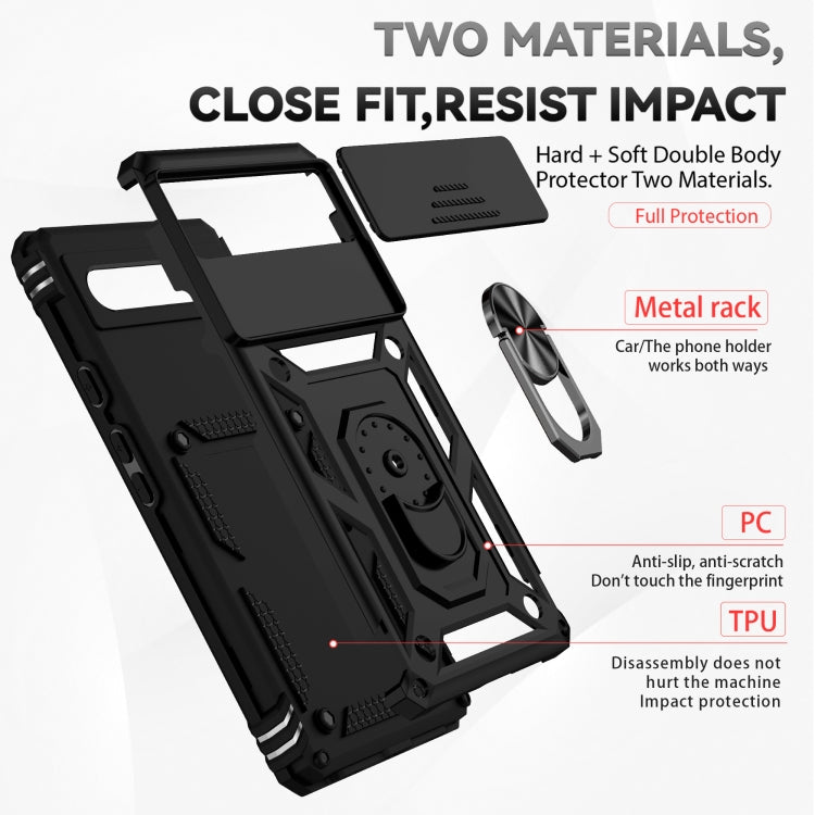 For Google Pixel 6a Sliding Camshield Holder Phone Case(Black) - Google Cases by buy2fix | Online Shopping UK | buy2fix