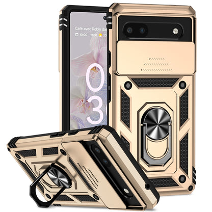 For Google Pixel 6a Sliding Camshield Holder Phone Case(Gold) - Google Cases by buy2fix | Online Shopping UK | buy2fix