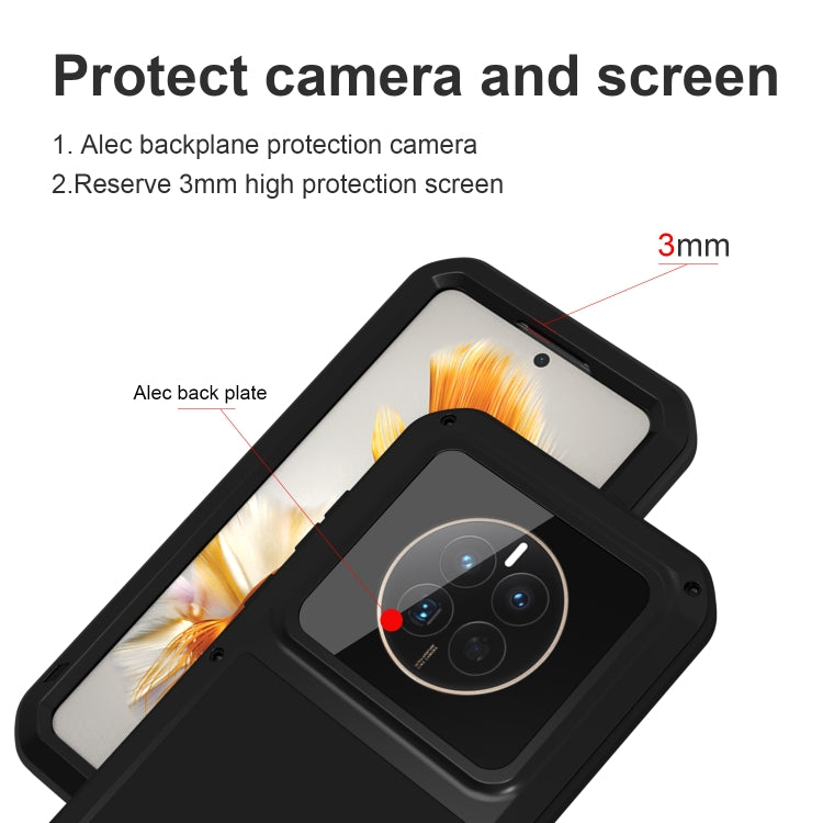 For Huawei Mate 50 Pro LOVE MEI POWERFUL Metal Shockproof Life Waterproof Dustproof Phone Case(Black) - Huawei Cases by LOVE MEI | Online Shopping UK | buy2fix