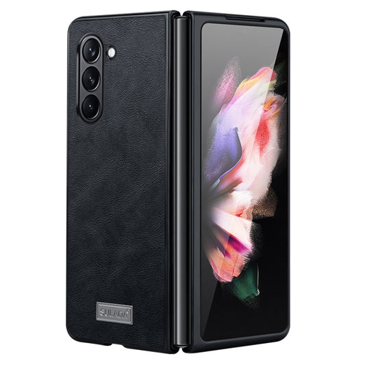 For Samsung Galaxy Z Fold5 SULADA Shockproof TPU + Handmade Leather Phone Case(Black) - Galaxy Z Fold5 Cases by SULADA | Online Shopping UK | buy2fix