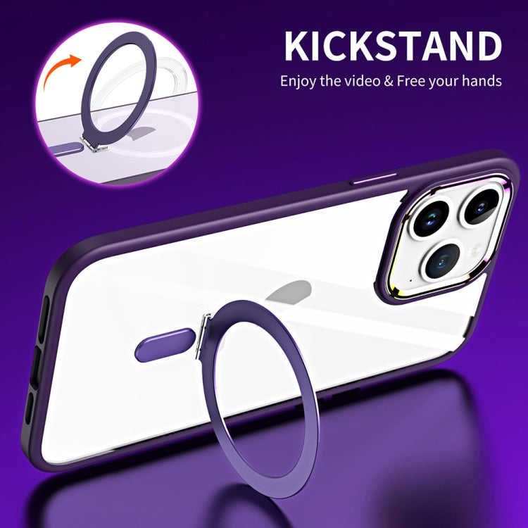 For iPhone 15 Pro Max MagSafe Magnetic Invisible Holder Phone Case(Dark Purple) - iPhone 15 Pro Max Cases by buy2fix | Online Shopping UK | buy2fix