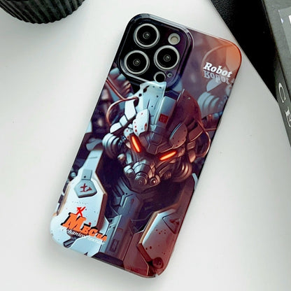 For iPhone 14 Pro Painted Pattern Precise Hole PC Phone Case(Orange Robot) - iPhone 14 Pro Cases by buy2fix | Online Shopping UK | buy2fix