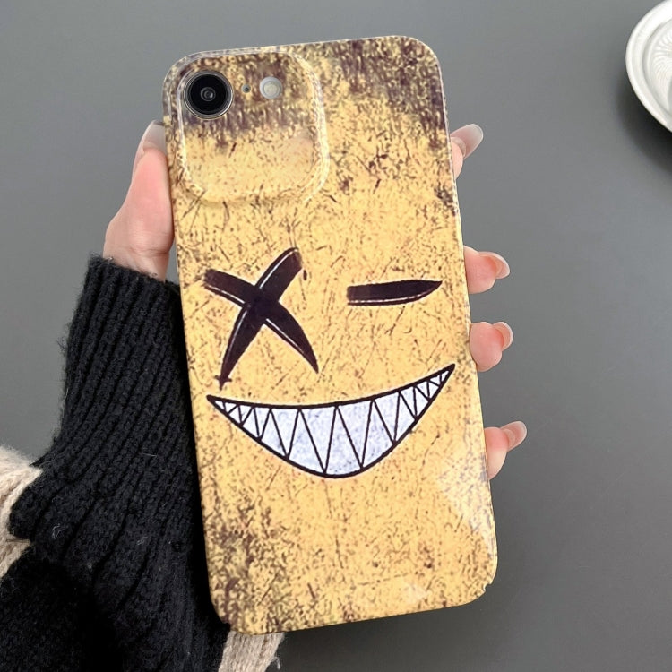 For iPhone SE 2022 / 2020 / 8 / 7 Painted Pattern Precise Hole PC Phone Case(Yellow Background Smiling) - iPhone SE 2022 / 2020 / 8 / 7 Cases by buy2fix | Online Shopping UK | buy2fix