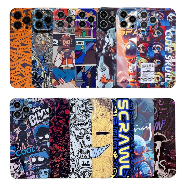 For iPhone 14 Pro Painted Pattern Precise Hole PC Phone Case(Orange Label) - iPhone 14 Pro Cases by buy2fix | Online Shopping UK | buy2fix