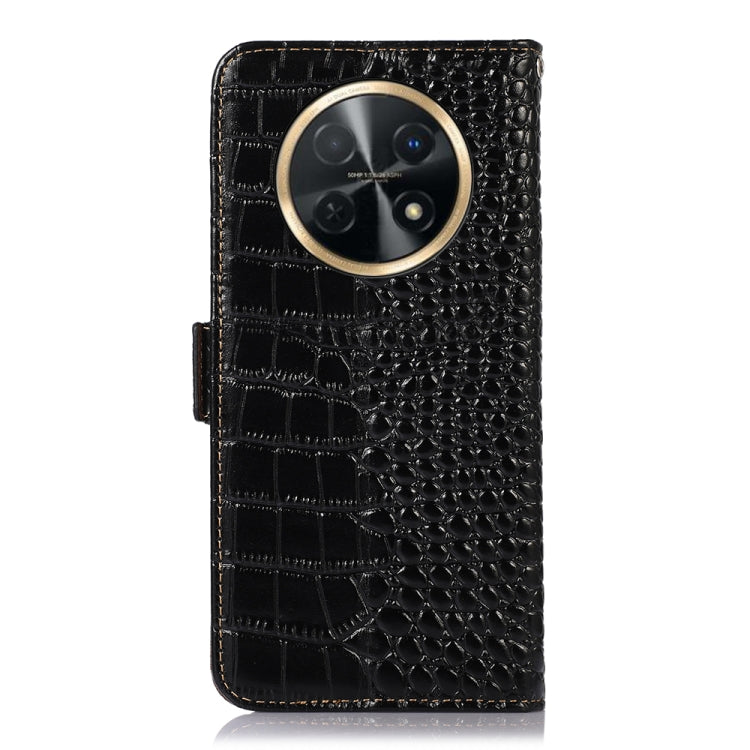 For Huawei Nova Y91 4G / Enjoy 60X Crocodile Top Layer Cowhide Leather Phone Case(Black) - Huawei Cases by buy2fix | Online Shopping UK | buy2fix