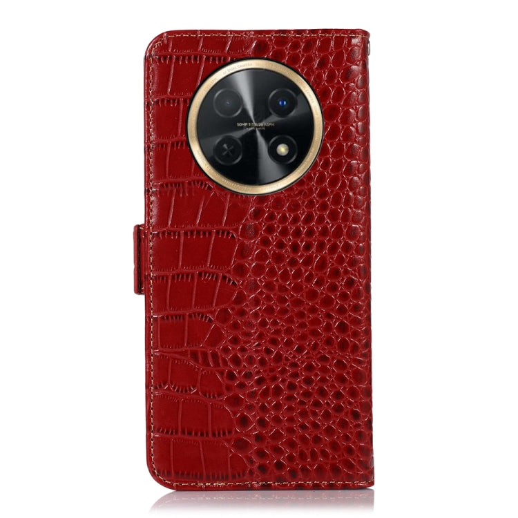 For Huawei Nova Y91 4G / Enjoy 60X Crocodile Top Layer Cowhide Leather Phone Case(Red) - Huawei Cases by buy2fix | Online Shopping UK | buy2fix