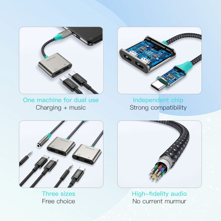 TOTU AD-6 USB-C/Type-C to Dual USB-C/Type-C Audio Adapter - Type-C Adapter by TOTUDESIGN | Online Shopping UK | buy2fix
