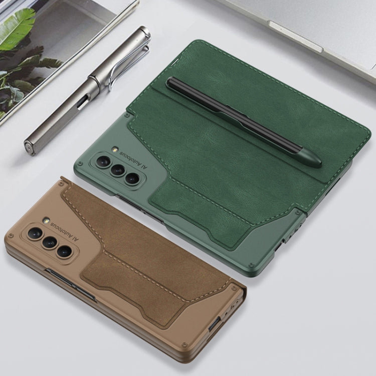 For Samsung Galaxy Z Fold5 5G GKK Screen Tempered Glass Film Armor Flip Leather Case with Pen Slot(Green) - Galaxy Z Fold5 Cases by GKK | Online Shopping UK | buy2fix