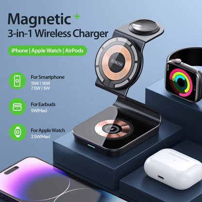 DUZZONA W15 15W 3 in 1 Transparent Magnetic Suction Wireless Charging Stand - Wireless Charger by DUZZONA | Online Shopping UK | buy2fix