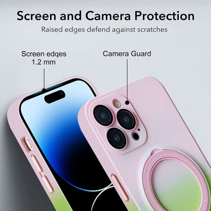 For iPhone 13 Pro MagSafe Holder Gradient TPU Phone Case(Pink Green) - iPhone 13 Pro Cases by buy2fix | Online Shopping UK | buy2fix