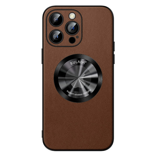 For iPhone 14 Pro SULADA Microfiber Leather MagSafe Magnetic Phone Case(Brown) - iPhone 14 Pro Cases by SULADA | Online Shopping UK | buy2fix
