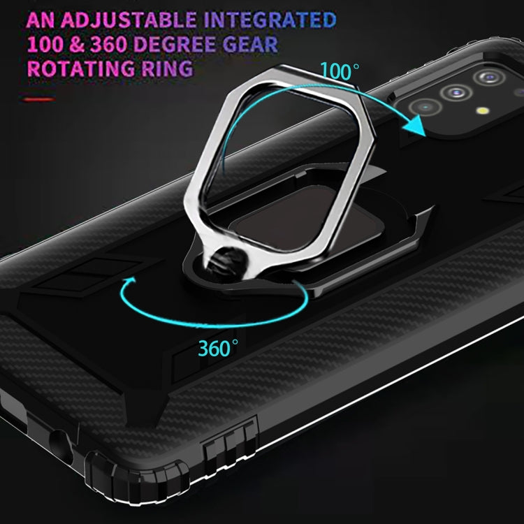 For Samsung Galaxy A21S Carbon Fiber Protective Case with 360 Degree Rotating Ring Holder(Black) - Samsung Accessories by buy2fix | Online Shopping UK | buy2fix