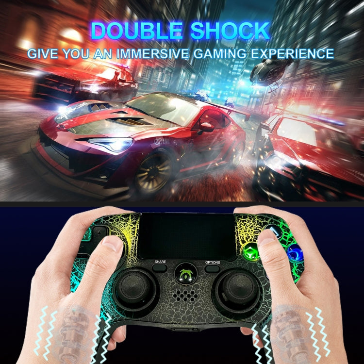 Crack Pattern RGB Light Wireless Game Controller for PS4 / PC / Android / iOS(White) - Gamepads by buy2fix | Online Shopping UK | buy2fix