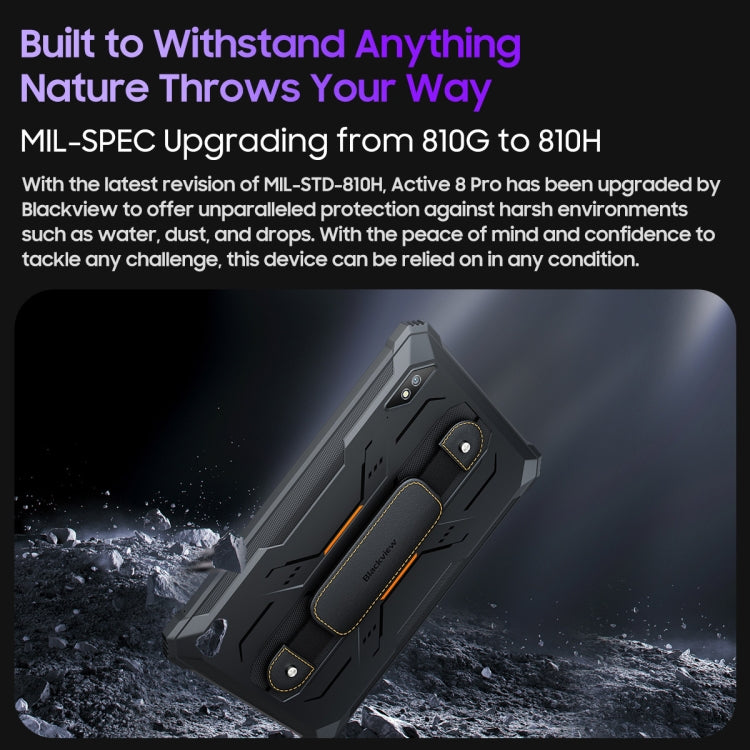 [HK Warehouse] Blackview Active 8 Pro 4G Rugged Tablet, 10.36 inch 8GB+256GB Android 13 MT6789 Octa Core Support Dual SIM, Global Version with Google Play, EU Plug(Orange) - Blackview by Blackview | Online Shopping UK | buy2fix