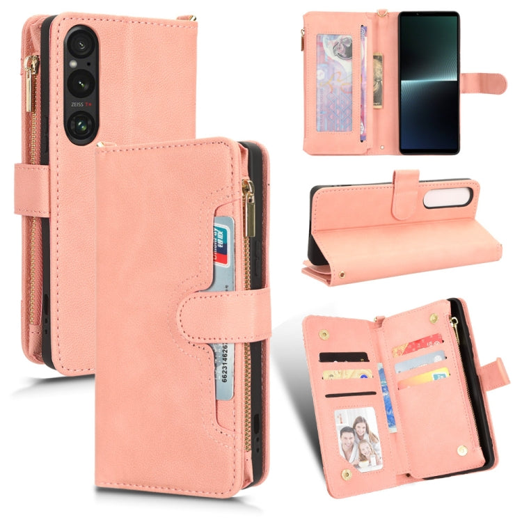 For Sony Xperia 1Ⅴ Litchi Texture Zipper Leather Phone Case(Pink) - Sony Cases by buy2fix | Online Shopping UK | buy2fix