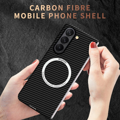 For Samsung Galaxy Z Fold5 Carbon Fiber Texture MagSafe Magnetic Phone Case(Black Red) - Galaxy Z Fold5 Cases by buy2fix | Online Shopping UK | buy2fix