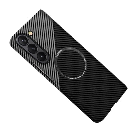 For Samsung Galaxy Z Fold5 Carbon Fiber Texture MagSafe Magnetic Phone Case(Black Silver) - Galaxy Z Fold5 Cases by buy2fix | Online Shopping UK | buy2fix