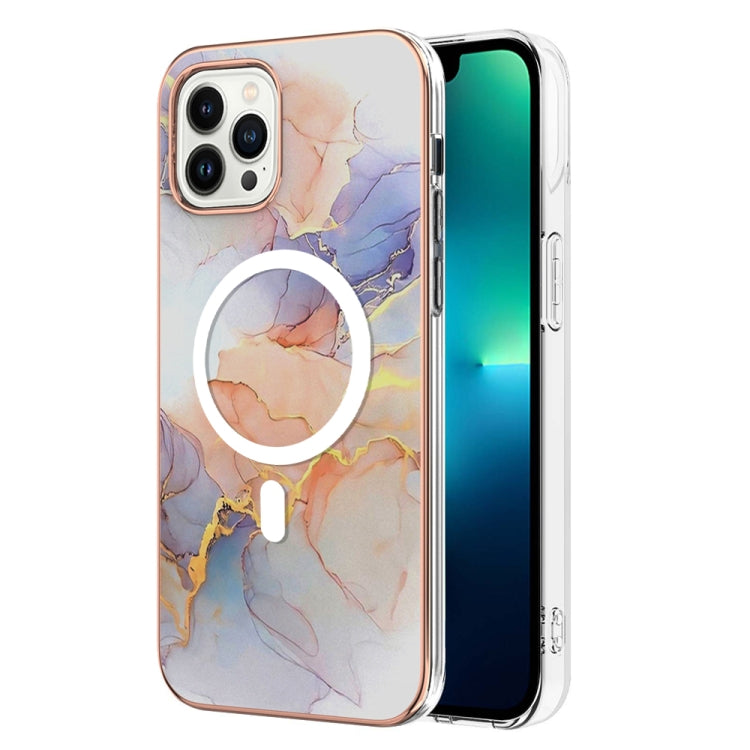 For iPhone 14 Pro Marble Pattern Dual-side IMD Magsafe TPU Phone Case(White Marble) - iPhone 14 Pro Cases by buy2fix | Online Shopping UK | buy2fix