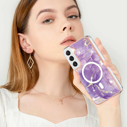For Samsung Galaxy S22+ 5G Marble Pattern Dual-side IMD Magsafe TPU Phone Case(Purple 002) - Galaxy S22+ 5G Cases by buy2fix | Online Shopping UK | buy2fix