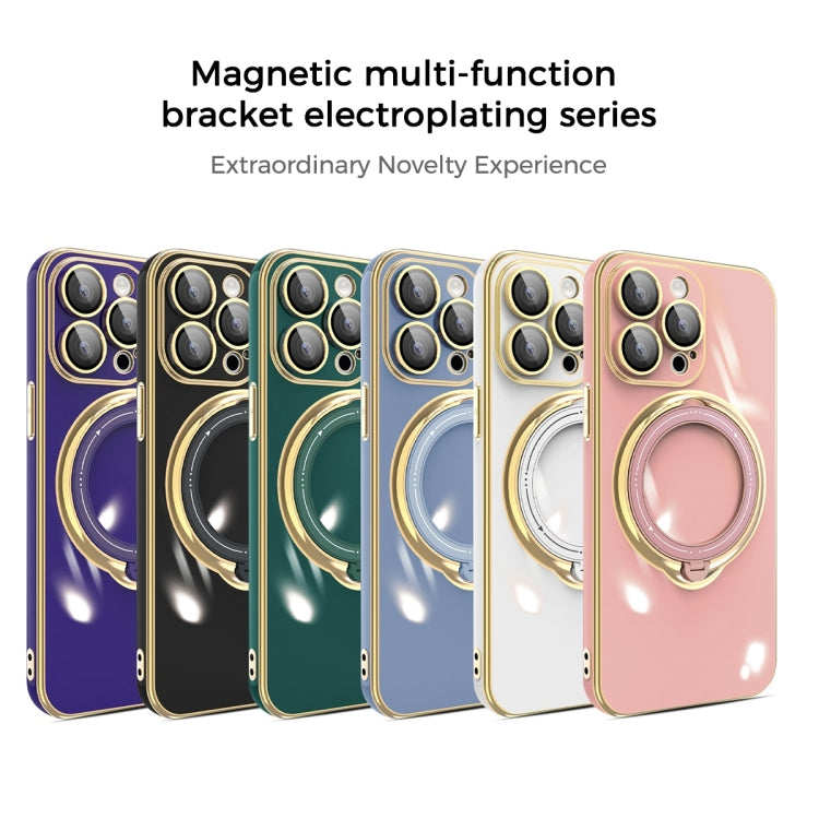 For iPhone XR Multifunction Electroplating MagSafe Holder Phone Case(Blue) - More iPhone Cases by buy2fix | Online Shopping UK | buy2fix