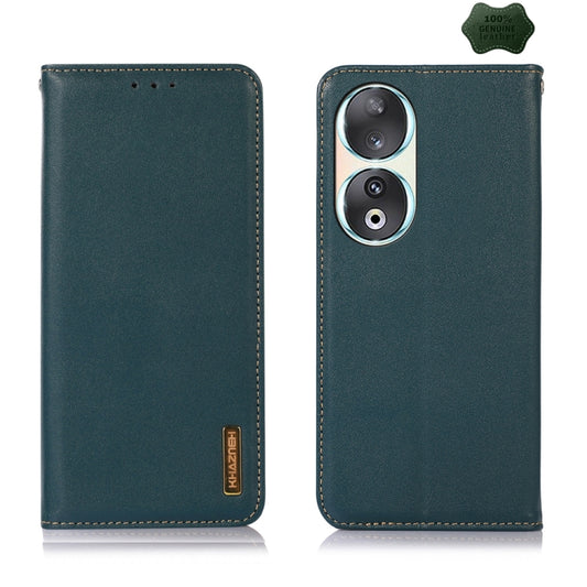 For Honor 90 KHAZNEH Nappa Top Layer Cowhide Leather Phone Case(Green) - Honor Cases by buy2fix | Online Shopping UK | buy2fix