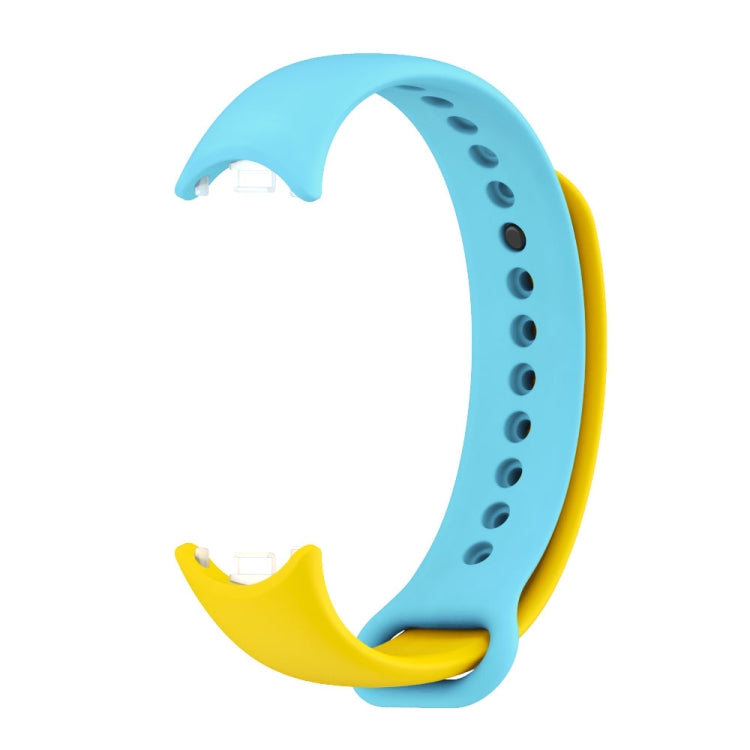 For Xiaomi Mi Band 8 Mijobs Dual Color Silicone Watch Band(Yellow+Blue) - Watch Bands by MIJOBS | Online Shopping UK | buy2fix