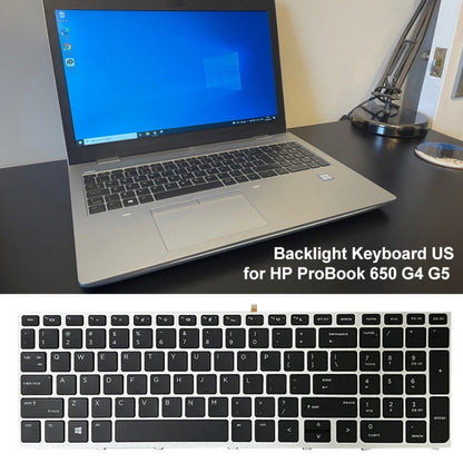 For HP ProBook 650 G4 Silver Frame US Version Laptop Backlight Keyboard - HP Spare Parts by buy2fix | Online Shopping UK | buy2fix