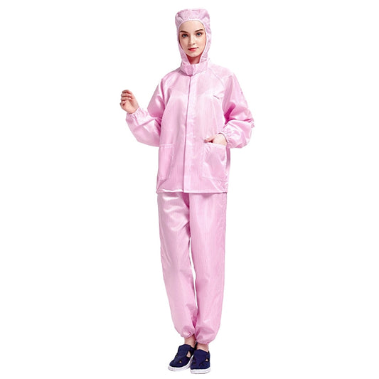 Striped Anti-static Split Hood Dust-proof Work Suit, Size:XXXL(Pink) - Protective Clothing by buy2fix | Online Shopping UK | buy2fix