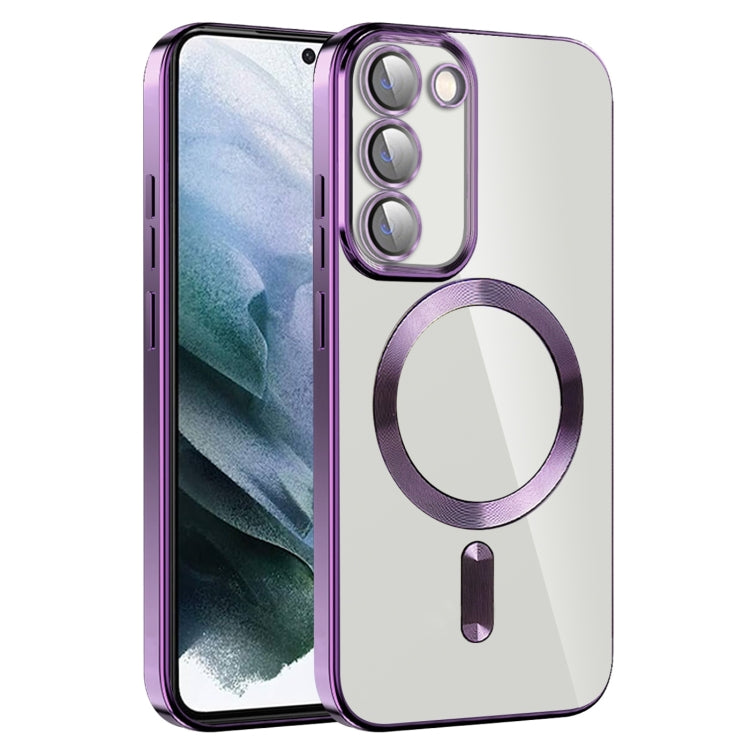 For Samsung Galaxy S21 5G CD Texture Plating TPU MagSafe Phone Case with Lens Film(Dark Purple) - Galaxy S21 5G Cases by buy2fix | Online Shopping UK | buy2fix