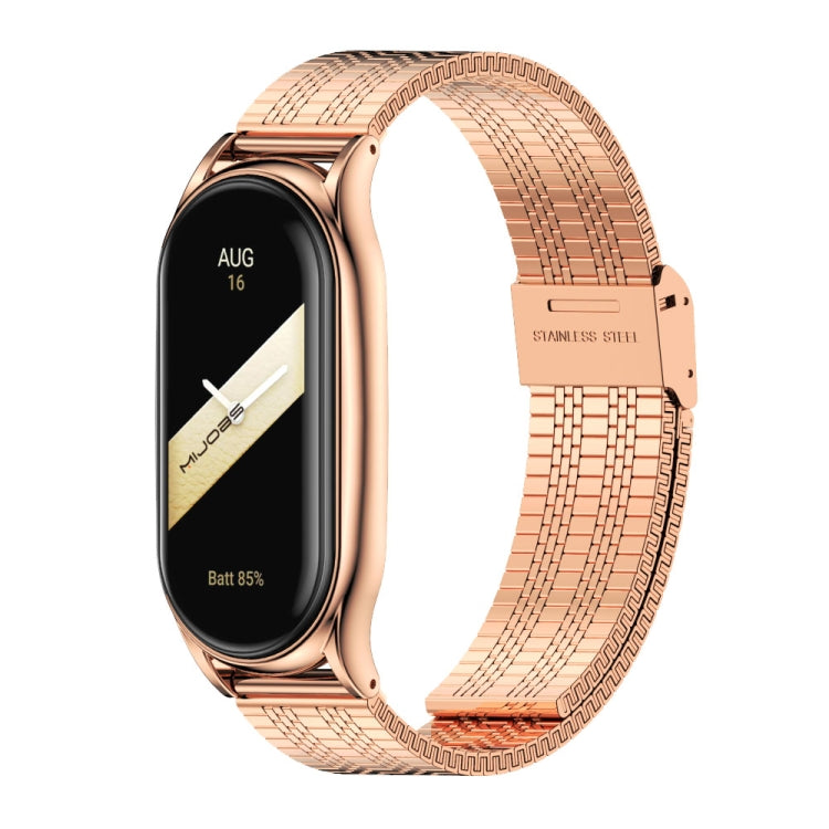 For Xiaomi Mi Band 8 Mijobs Plus Case Metal Watch Band(Rose Gold) - Watch Bands by MIJOBS | Online Shopping UK | buy2fix