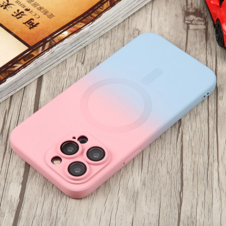 For iPhone 15 Plus Liquid TPU Silicone Gradient MagSafe Phone Case(Pink Blue) - iPhone 15 Plus Cases by buy2fix | Online Shopping UK | buy2fix
