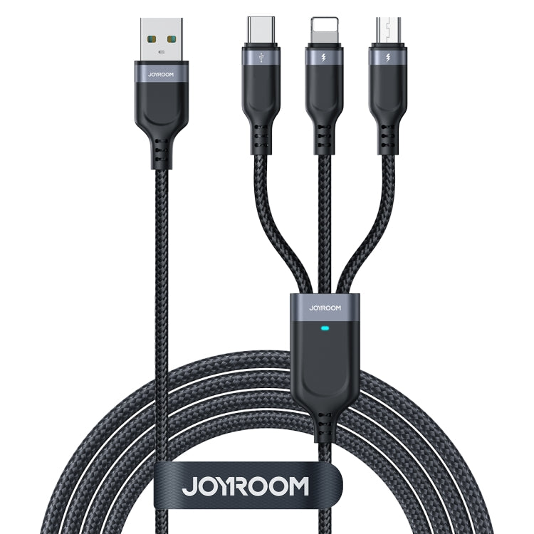 JOYROOM A18 3.5A USB to 8 Pin+USB-C/Type-C+Micro USB 3 in 1 Data Cable, Length:0.3m(Black) - Multifunction Cable by JOYROOM | Online Shopping UK | buy2fix