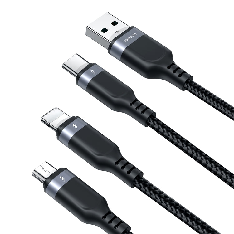 JOYROOM A18 3.5A USB to 8 Pin+USB-C/Type-C+Micro USB 3 in 1 Data Cable, Length:1.2m(Black) - Multifunction Cable by JOYROOM | Online Shopping UK | buy2fix