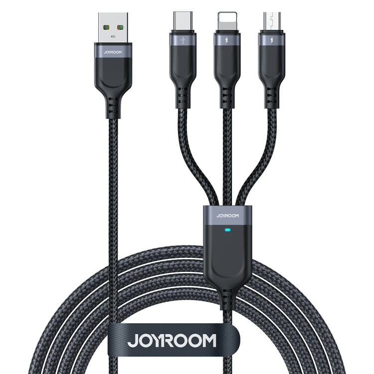 JOYROOM A18 3.5A USB to 8 Pin+USB-C/Type-C+Micro USB 3 in 1 Data Cable, Length:2m(Black) - Multifunction Cable by JOYROOM | Online Shopping UK | buy2fix