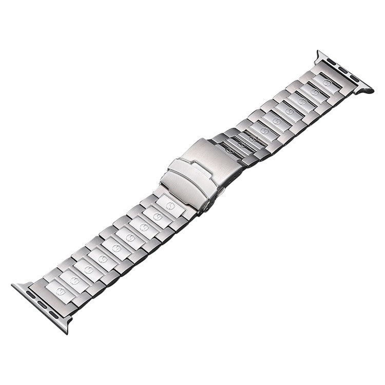 For Apple Watch SE 40mm Safety Buckle Titanium Steel Watch Band(Silver) - Watch Bands by buy2fix | Online Shopping UK | buy2fix