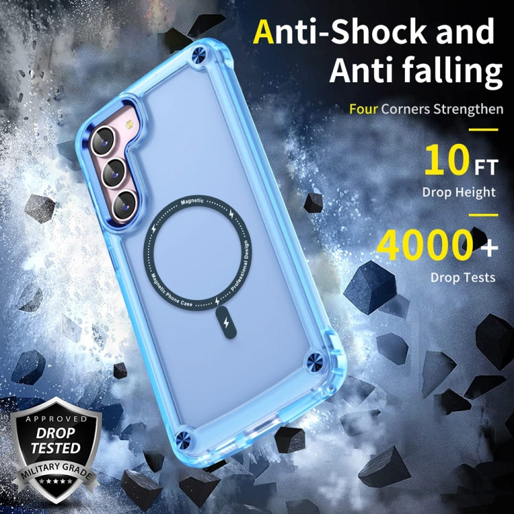 For Samsung Galaxy S22+ 5G Skin Feel TPU + PC MagSafe Magnetic Phone Case(Transparent Blue) - Galaxy S22+ 5G Cases by buy2fix | Online Shopping UK | buy2fix