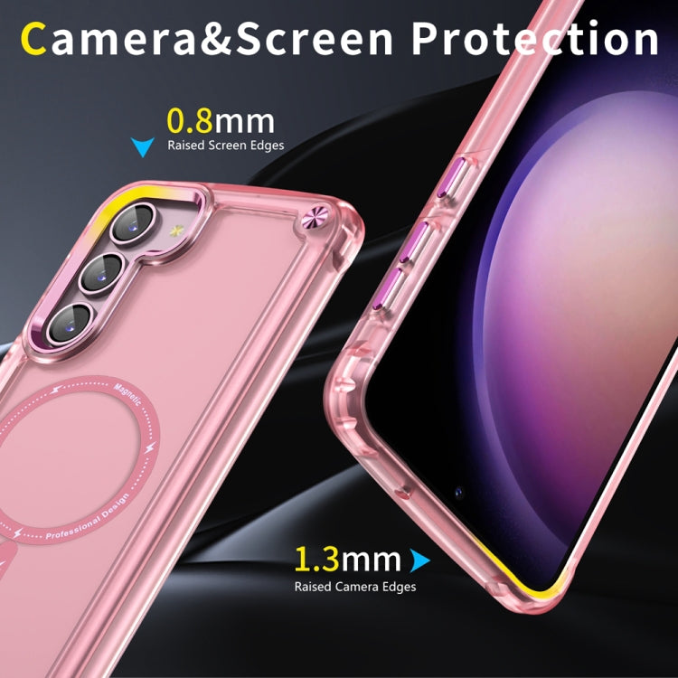 For Samsung Galaxy S22 5G Skin Feel TPU + PC MagSafe Magnetic Phone Case(Transparent Pink) - Galaxy S22 5G Cases by buy2fix | Online Shopping UK | buy2fix