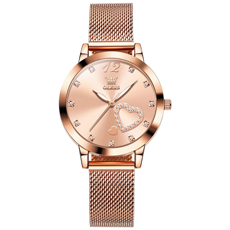 OLEVS 5189 Women Heart Shape Waterproof Quartz Watch(Rose Gold) - Metal Strap Watches by OLEVS | Online Shopping UK | buy2fix