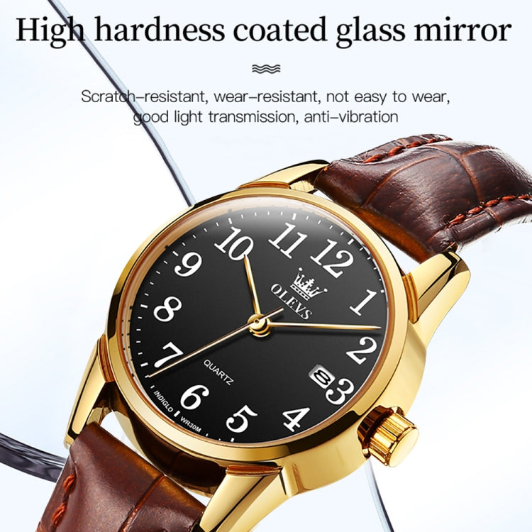 OLEVS 5566 Men Simple Single Calendar Waterproof Quartz Watch(Black) - Leather Strap Watches by OLEVS | Online Shopping UK | buy2fix