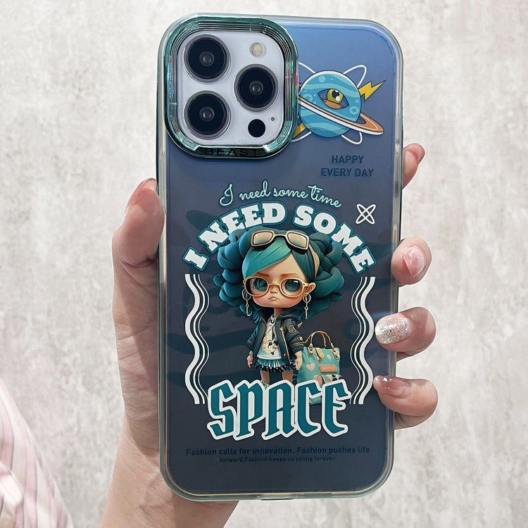 For iPhone 15 Pro Max Aurora Series Painted Pattern Phone Case(Glasses Girl) - iPhone 15 Pro Max Cases by buy2fix | Online Shopping UK | buy2fix