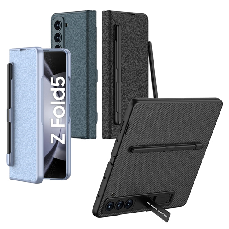 For Samsung Galaxy Z Fold5 GKK Flip Leather All-Inclusive Phone Case with Pen Holder(Carbon Fiber) - Galaxy Z Fold5 Cases by GKK | Online Shopping UK | buy2fix