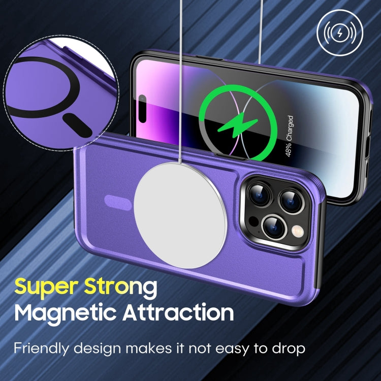 For iPhone 15 Pro Max Shield Armor MagSafe TPU Hybrid PC Phone Case(Purple) - iPhone 15 Pro Max Cases by buy2fix | Online Shopping UK | buy2fix