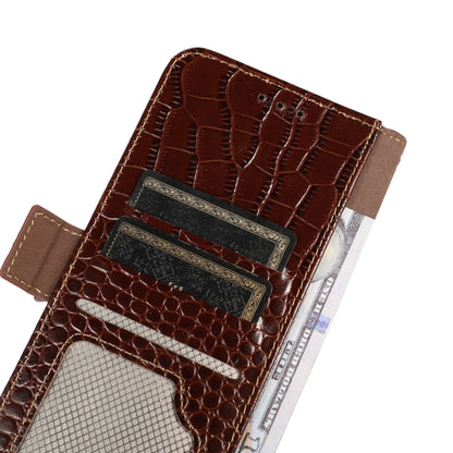 For Sony Xperia 5 V Crocodile Top Layer Cowhide Leather Phone Case(Brown) - Sony Cases by buy2fix | Online Shopping UK | buy2fix